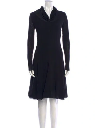 Pre-owned Fuzzi Cowl Neck Knee-length Dress In Black
