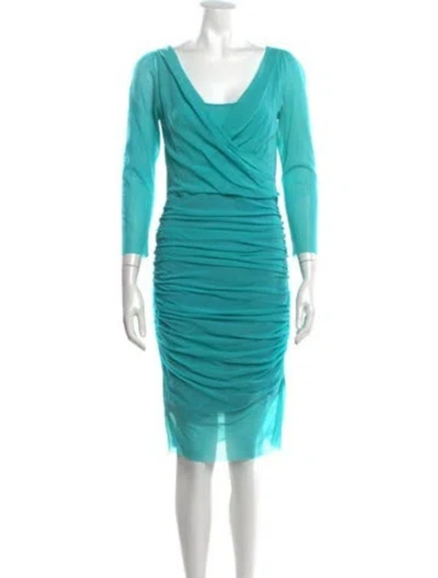 Pre-owned Fuzzi Cowl Neck Knee-length Dress In Blue