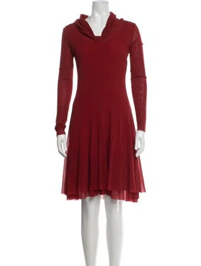 Pre-owned Fuzzi Cowl Neck Knee-length Dress In Red