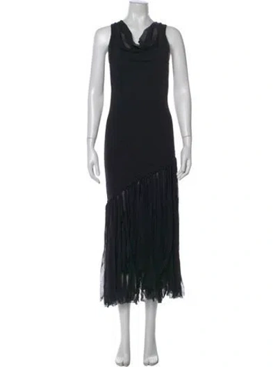 Pre-owned Fuzzi Cowl Neck Long Dress In Black
