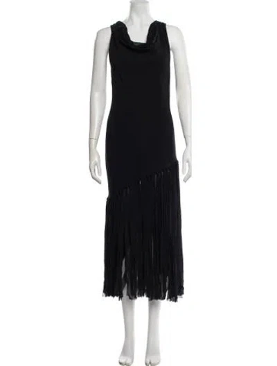 Pre-owned Fuzzi Cowl Neck Long Dress In Black