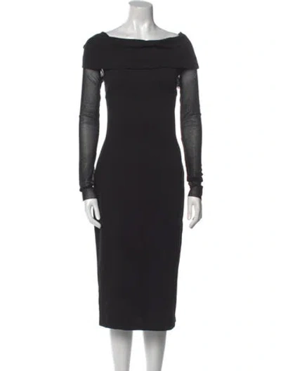 Pre-owned Fuzzi Cowl Neck Midi Length Dress In Black