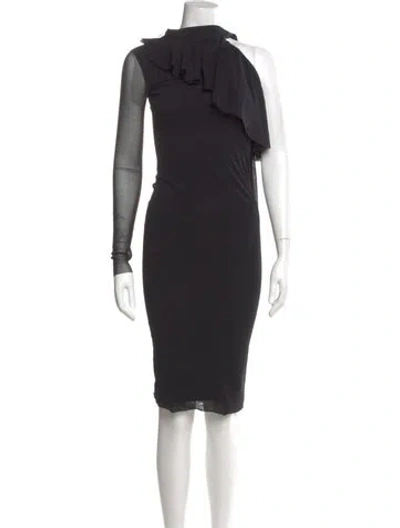 Pre-owned Fuzzi Cowl Neck Midi Length Dress In Black