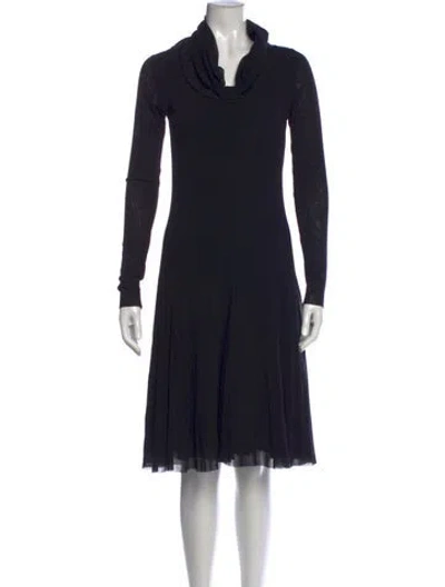 Pre-owned Fuzzi Cowl Neck Midi Length Dress In Black