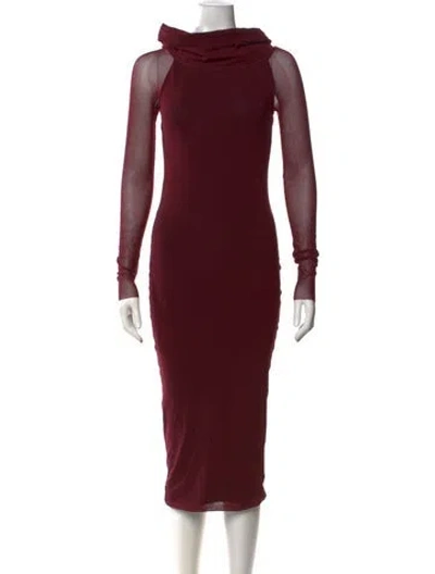Pre-owned Fuzzi Cowl Neck Midi Length Dress In Burgundy