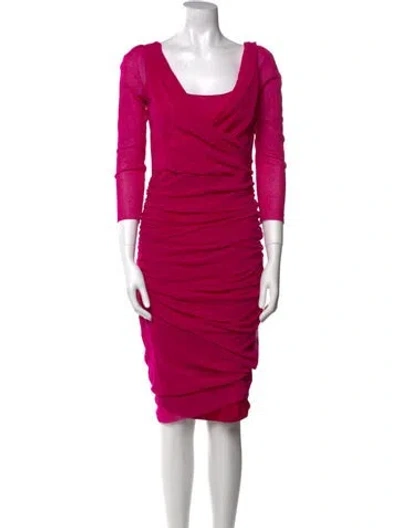 Pre-owned Fuzzi Cowl Neck Midi Length Dress In Pink