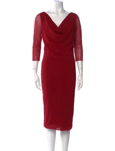 Pre-owned Fuzzi Cowl Neck Midi Length Dress In Red
