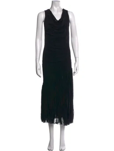 Pre-owned Fuzzi Cowl Neck Midi Length Dress W/ Tags In Black