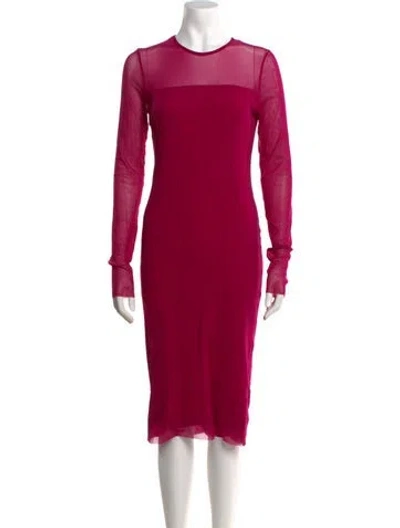 Pre-owned Fuzzi Crew Neck Knee-length Dress In Burgundy