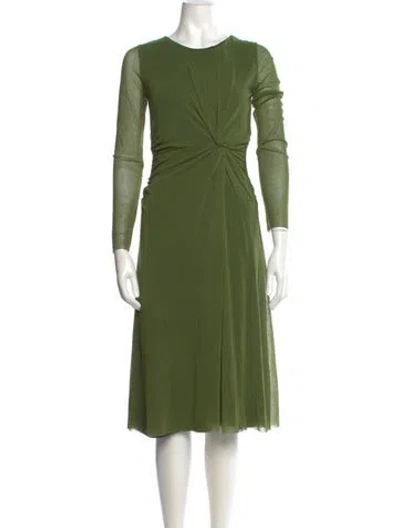 Pre-owned Fuzzi Crew Neck Knee-length Dress In Green