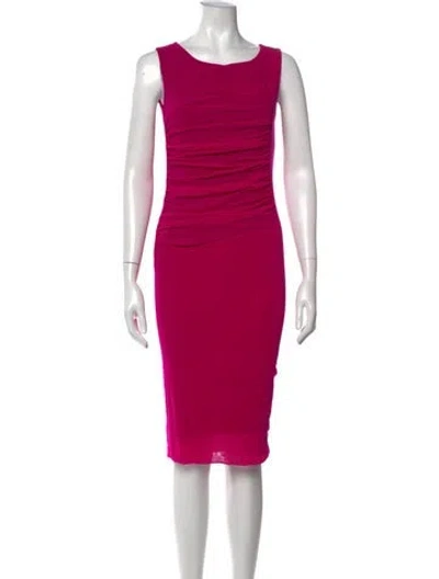 Pre-owned Fuzzi Crew Neck Knee-length Dress In Pink