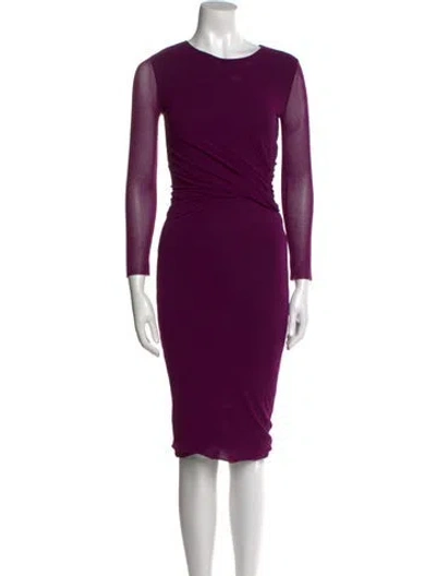 Pre-owned Fuzzi Crew Neck Knee-length Dress In Purple