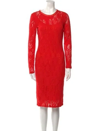 Pre-owned Fuzzi Crew Neck Knee-length Dress In Red
