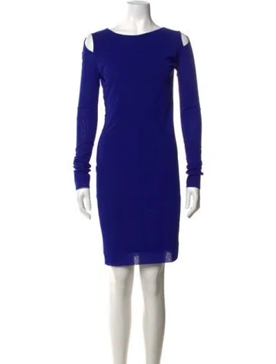 Pre-owned Fuzzi Crew Neck Knee-length Dress W/ Tags In Blue