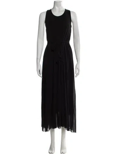 Pre-owned Fuzzi Crew Neck Long Dress In Black