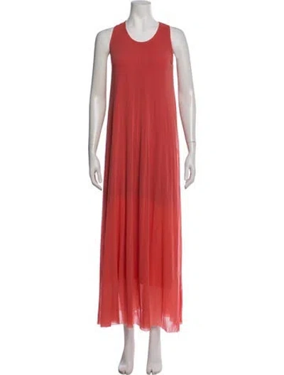 Pre-owned Fuzzi Crew Neck Long Dress In Orange