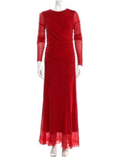 Pre-owned Fuzzi Crew Neck Long Dress In Red