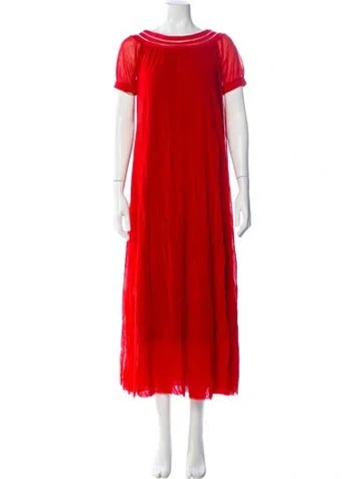 Pre-owned Fuzzi Crew Neck Long Dress W/ Tags In Red