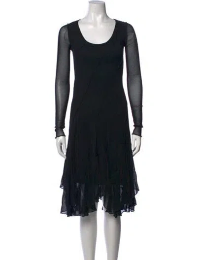 Pre-owned Fuzzi Crew Neck Midi Length Dress In Black
