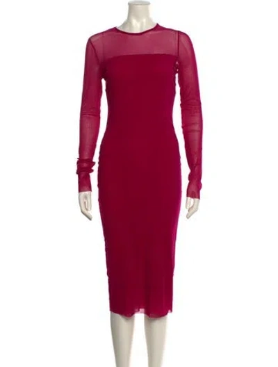 Pre-owned Fuzzi Crew Neck Midi Length Dress In Burgundy