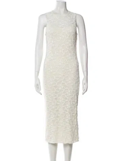 Pre-owned Fuzzi Crew Neck Midi Length Dress In Neutral