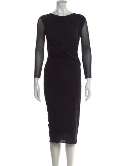 Pre-owned Fuzzi Crew Neck Midi Length Dress W/ Tags In Black