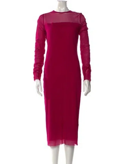 Pre-owned Fuzzi Crew Neck Midi Length Dress W/ Tags In Pink