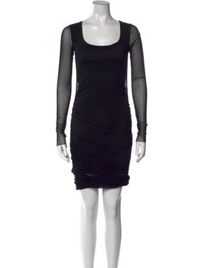 Pre-owned Fuzzi Crew Neck Mini Dress In Black