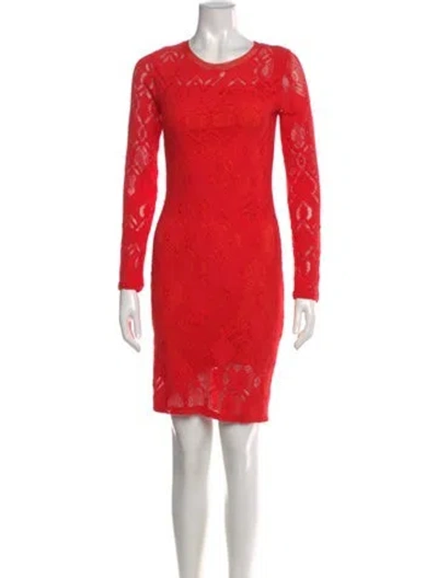 Pre-owned Fuzzi Crew Neck Mini Dress In Red