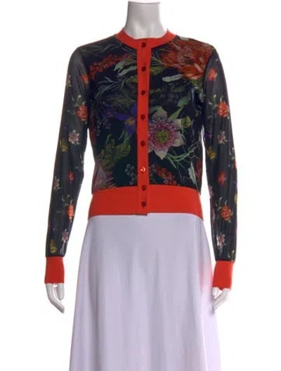 Pre-owned Fuzzi Floral Print Crew Neck Sweater In Black