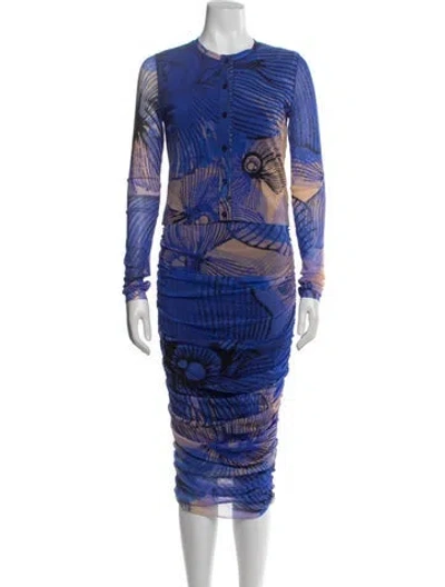 Pre-owned Fuzzi Floral Print Dress Set In Blue