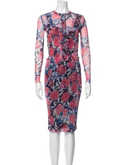 Pre-owned Fuzzi Floral Print Dress Set In Red