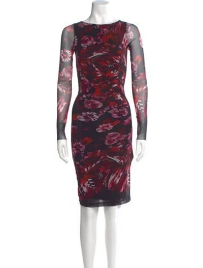 Pre-owned Fuzzi Floral Print Knee-length Dress In Black