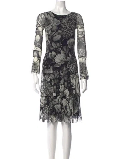 Pre-owned Fuzzi Floral Print Knee-length Dress In Black