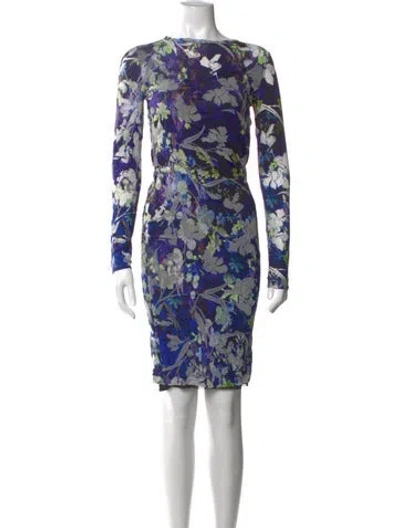 Pre-owned Fuzzi Floral Print Knee-length Dress In Blue