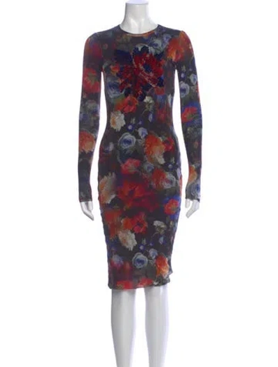 Pre-owned Fuzzi Floral Print Knee-length Dress In Multi