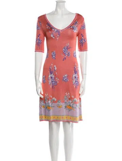 Pre-owned Fuzzi Floral Print Knee-length Dress In Orange
