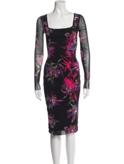 Pre-owned Fuzzi Floral Print Knee-length Dress In Purple