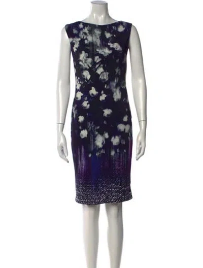 Pre-owned Fuzzi Floral Print Knee-length Dress In Purple