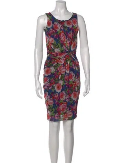 Pre-owned Fuzzi Floral Print Knee-length Dress In Red