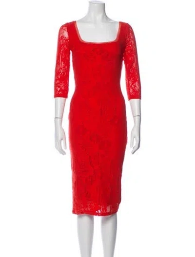 Pre-owned Fuzzi Floral Print Knee-length Dress In Red