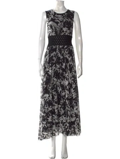 Pre-owned Fuzzi Floral Print Long Dress In Black