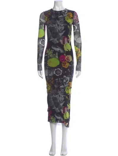 Pre-owned Fuzzi Floral Print Long Dress In Multi