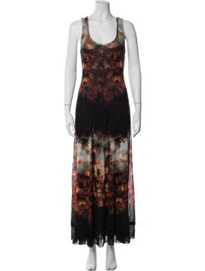 Pre-owned Fuzzi Floral Print Long Dress In Multi