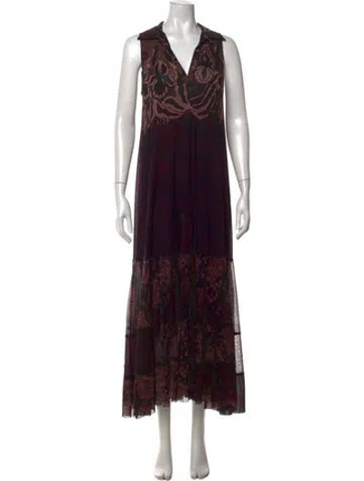 Pre-owned Fuzzi Floral Print Long Dress In Neutrals