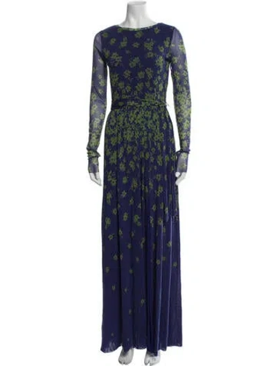 Pre-owned Fuzzi Floral Print Long Dress W/ Tags In Purple