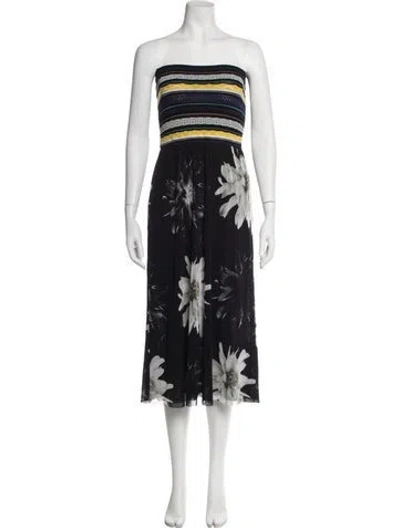 Pre-owned Fuzzi Floral Print Midi Length Dress In Blue