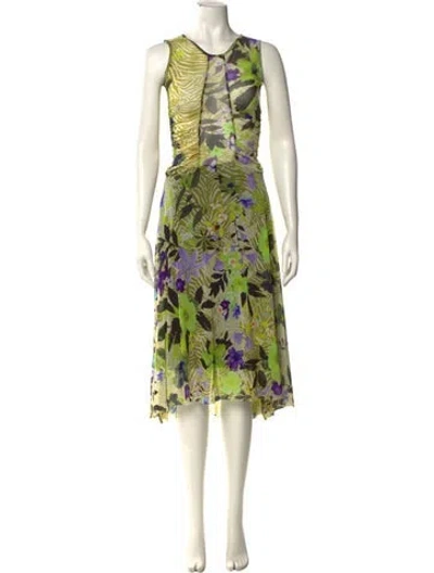 Pre-owned Fuzzi Floral Print Midi Length Dress In Multi