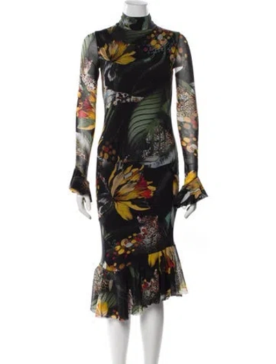 Pre-owned Fuzzi Floral Print Midi Length Dress In Multi