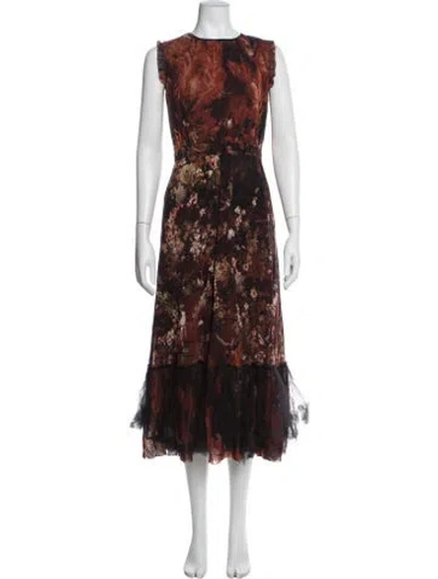 Pre-owned Fuzzi Floral Print Midi Length Dress In Neutrals